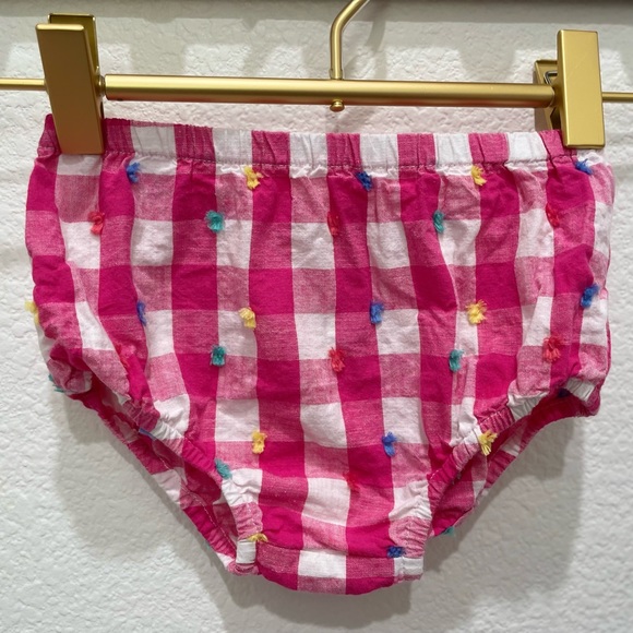 Little Me Gingham Dress & Bloomers. 12 mo. Worn once. Tiny stain on ruffle. - Picture 3 of 4